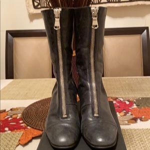 Mid-calf leather boots
